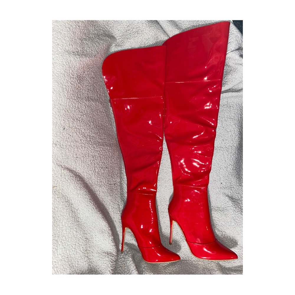 Red thigh high pleasers